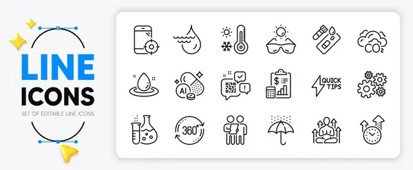 Code Quickstart Guide Weather Thermometer Line Icons Set App Include — Stock Vector