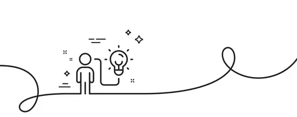 Business Idea Line Icon Continuous One Line Curl Person Lightbulb — Stock Vector