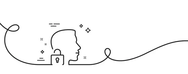 Gesicht Akzeptiert Linie Symbol Kontinuierlich Eine Linie Mit Locke Zutrittserteilung — Stockvektor