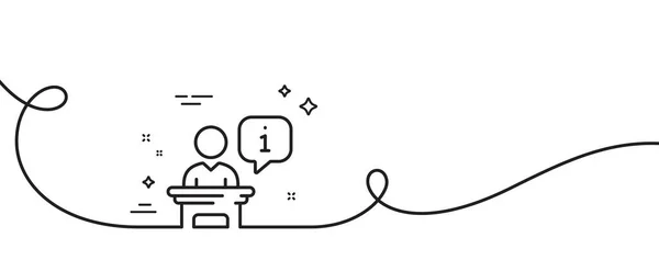 Icône Ligne Podium Continu Une Ligne Avec Boucle Panneau Information — Image vectorielle
