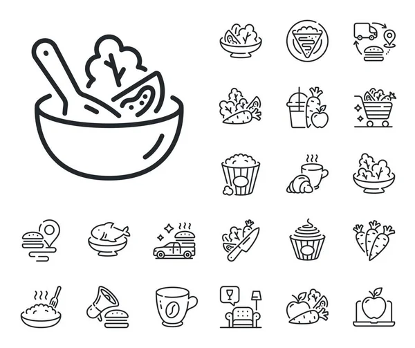 Vegetable Food Sign Crepe Sweet Popcorn Salad Outline Icons Salad — Stock Vector