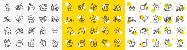 Outline Local Grown Medical Impfung Stress Line Icons Pack Web — Stockvektor