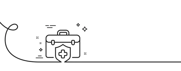 Ikona Ubezpieczenia Medycznego Ciągła Linia Lokami Znak Ubezpieczenia Zdrowotnego Symbol — Wektor stockowy