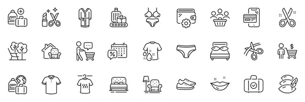 Icons Pack Online Shopping Shirt Add Handbag Line Icons App — Stock Vector