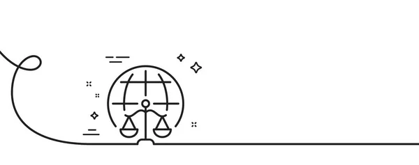 治安法院的图标 连续一行与卷曲 公正的天平网络法律符号 治安法院单一纲要彩带 循环曲线模式 — 图库矢量图片