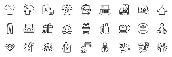 Los Iconos Del Paquete Como Diseño Camiseta Sin Bolso Los — Vector de stock
