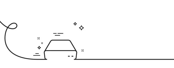 ミニPcラインアイコン カールとの連続した1行 小型コンピュータデバイスサイン ミニPcシングルアウトラインリボン ループ曲線パターン ベクター — ストックベクタ