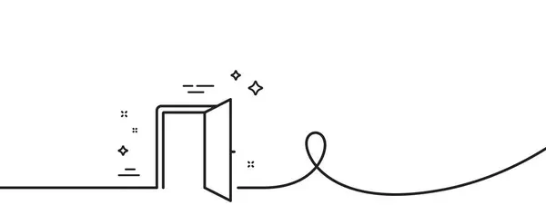Відкрити Піктограму Лінії Дверей Безперервна Одна Лінія Завитком Вхідний Знак — стоковий вектор