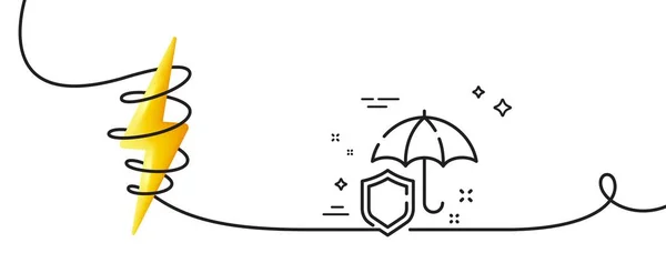 Ikona Linii Parasolki Ciągła Linia Lokami Znak Obrony Przeciwdeszczowej Symbol — Wektor stockowy