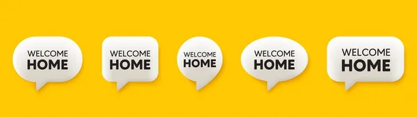 Welcome Home Tag Chat Speech Bubbles Set Home Invitation Offer — Stock Vector