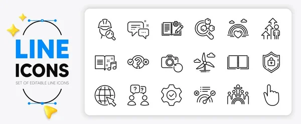 Employees Messenger Inspect Chemistry Lab Line Icons Set App Include — Stock Vector