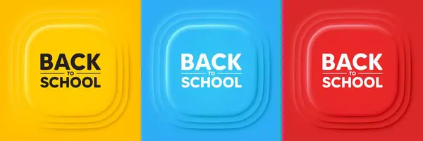 Back School Tag Neumorphic Offer Banners Education Offer End Vacation — Stock Vector