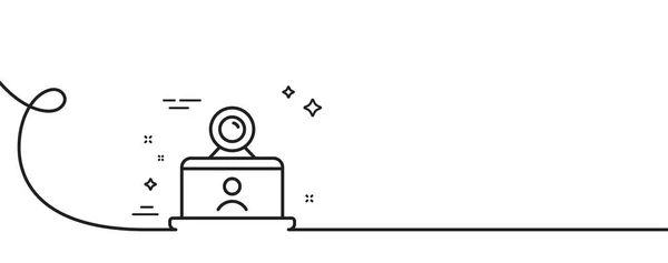 Ikona Wideokonferencji Ciągła Linia Lokami Internetowy Znak Treningowy Symbol Kamery — Wektor stockowy