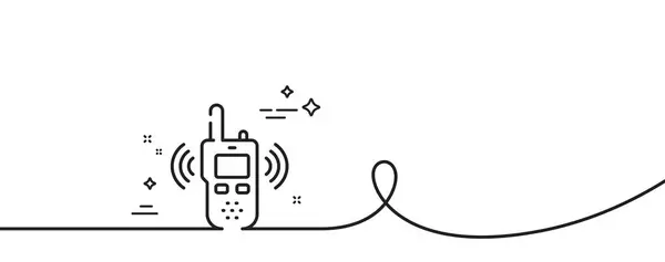 传输线图标 连续一行与卷曲 收音机的标志 便携式语音收发报机符号 发送单轮廓带 循环曲线模式 — 图库矢量图片