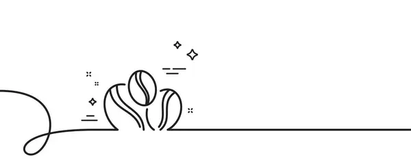 Значок Линии Кофейных Зерен Непрерывная Одна Линия Кудряшками Знак Горячего — стоковый вектор