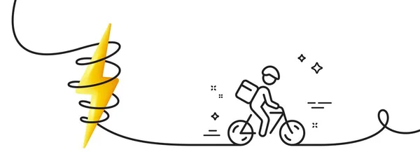 Lieferung Fahrradlinie Symbol Kontinuierlich Eine Linie Mit Locke Fahrradkurier Schild — Stockvektor