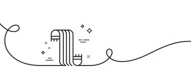 Atkı çizgisi simgesi. Kıvrımlı tek bir çizgi. Boyunluk aksesuar tabelası. Kumaş yaka sembolü. Tek şeritli eşarp. Döngü eğrisi modeli. Vektör