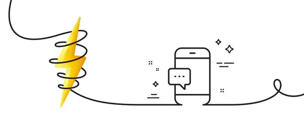 Icône Message Smartphone Continu Une Ligne Avec Boucle Signe Téléphone — Image vectorielle