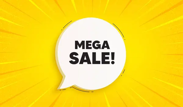 Mega Sale Tag Řečnická Bublina Prapor Slunečního Svitu Speciální Nabídková — Stockový vektor