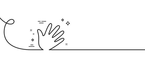 Значок Линии Ручной Волны Непрерывная Одна Линия Кудряшками Знак Ладони — стоковый вектор