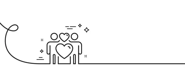 Ikona Páru Lásky Nepřetržitá Jedna Řada Kudrlinkami Znamení Milovníků Srdcí — Stockový vektor