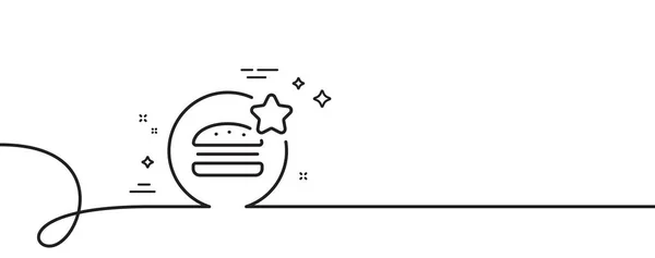 最好的食物线图标 连续一行与卷曲 汉堡评论明星标志 餐厅顶级的象征 最佳食物单轮廓丝带 循环曲线模式 — 图库矢量图片