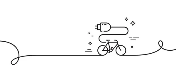 Icône Ligne Vélo Électrique Continu Une Ligne Avec Boucle Panneau — Image vectorielle