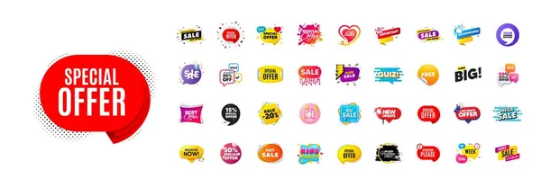 Flash Offer Sale Banners Pack Promo Price Discount Stickers Special — Stock Vector