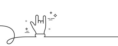 Boynuz el çizgisi simgesi. Kıvrımlı tek bir çizgi. İki parmak izi. Jest sembolü. Boynuzlar tek çizgili şerit. Döngü eğrisi modeli. Vektör