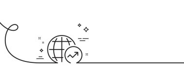 Dünya İstatistik Çizgisi simgesi. Kıvrımlı tek bir çizgi. Rapor çizelgesi ya da satış büyüme işareti. Veri analizi grafik sembolü. Dünya İstatistikleri tek ana hatlı kurdele. Döngü eğrisi modeli. Vektör