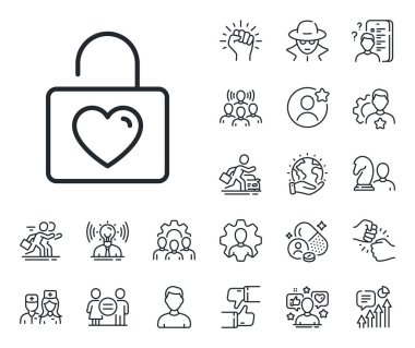 Aşk sembolü. Uzman, doktor ve iş yarışması ikonları. Kalp çizgisi ikonlu dolap. Sevgililer Günü ya da düğün tabelası. Düğün dolabı tabelası. Avatar yer tutucu, casus vesikalığı ikonu. Vektör