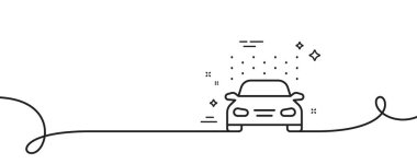 Araba yıkama hattı ikonu. Kıvrımlı tek bir çizgi. Otomatik temizlik işareti. Temiz araç sembolü. Tek şeritli araba yıkama yeri. Döngü eğrisi modeli. Vektör