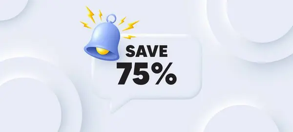 Sparen Sie Prozent Rabatt Neumorpher Hintergrund Mit Chat Sprechblase Verkauf — Stockvektor