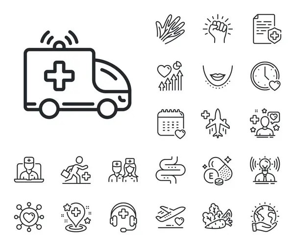 Medical Emergency Transport Sign Online Doctor Patient Medicine Outline Icons — Stock Vector