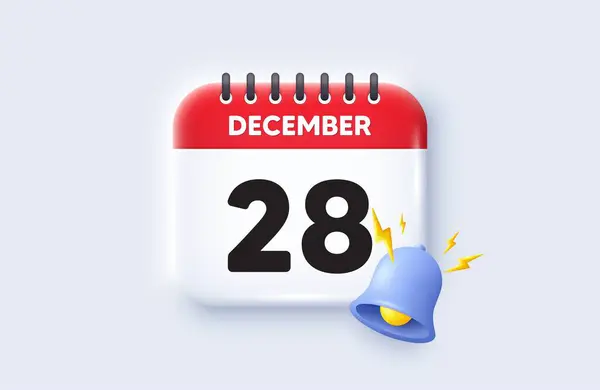 每月的第28天 日历日期3D图标 活动时间表日期 会议时间 12月28日日历事件提醒日期 — 图库矢量图片