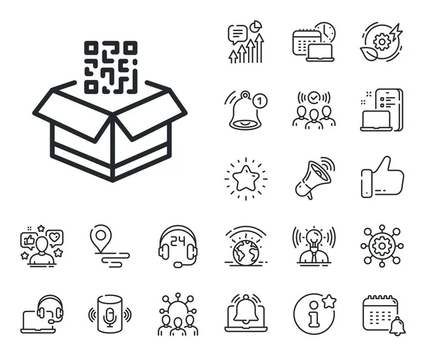 Scan Barcode Sign Place Location Technology Smart Speaker Outline Icons — Stock Vector