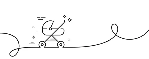 Ikona Wózka Dziecięcego Ciągła Linia Lokami Wózek Kółkach Symbol Wózka — Wektor stockowy