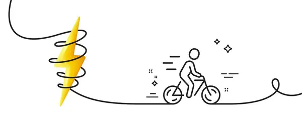 Radfahrer Liniensymbol Kontinuierlich Eine Linie Mit Locke Fahren Sie Ein — Stockvektor