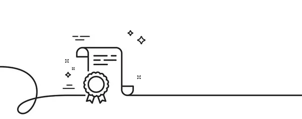 Icône Ligne Certificat Continu Une Ligne Avec Boucle Signature Document — Image vectorielle
