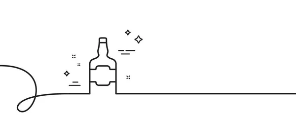 Whisky Flaska Linje Ikon Kontinuerlig Linje Med Curl Skotsk Spritskylt — Stock vektor