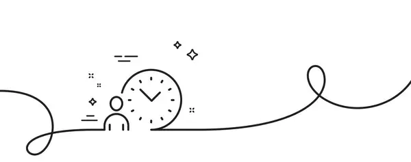 Значок Линии Управления Временем Непрерывная Одна Линия Кудряшками Часовой Знак — стоковый вектор