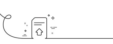 Belge satırı simgesini yükle. Kıvrımlı tek bir çizgi. Bilgi Dosyası işareti. Kağıt sayfa konsept sembolü. Dosyayı tek hatlı şerit halinde yükle. Döngü eğrisi modeli. Vektör