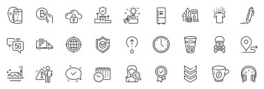 Buzdolabı olarak simgeler, Müdahale Aracı park yeri ve uygulama için onaylanmış satır simgeleri arasında Bitcoin ödemesi, 5 g İnternet, ince simge web seti yer alıyor. Kuru tişört, Seo internet, onaylanmış resim. Vektör