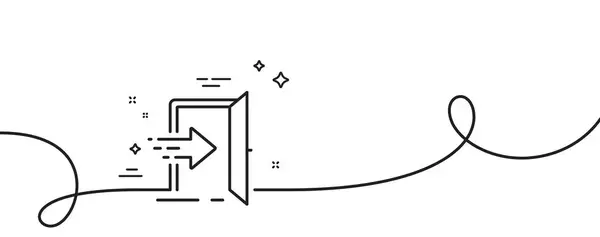 入口线图标 连续一行与卷曲 入口门牌建筑出口标志 入口单一轮廓带 循环曲线模式 — 图库矢量图片