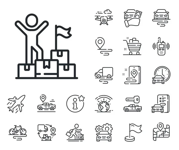 Courier Packages Sign Plane Supply Chain Place Location Outline Icons — Stock Vector