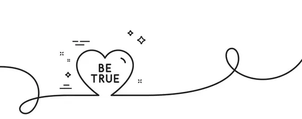 成为真正的线条图标 连续一行与卷曲 甜蜜的心迹 情人节爱的象征 成为真正的单一轮廓丝带 循环曲线模式 — 图库矢量图片