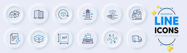 Power Typewriter Square Area Line Icons Web App Pack Return — Stock Vector