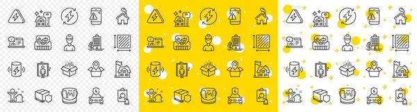 Outline Toolbox Square Area Lightning Bolt Line Icons Pack Web — Stock Vector