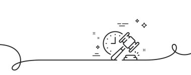 Açık arttırma çekiç çizgisi simgesi. Kıvrımlı tek bir çizgi. Teklif levhası. Lot sembol olarak satıldı. Açık arttırma çekici, tek taslak şerit. Döngü eğrisi modeli. Vektör