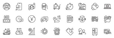 Seo zamanlayıcı olarak simgeler, ses asistanı ve uygulama için Dolandırıcılık satırı simgeleri arasında Şarj adaptörü, Çevrimiçi ödeme, Konum uygulaması ince simge web seti yer almaktadır. Satranç, teslimat raporu. Vektör